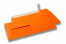 Orange Hello rudekuverter, 110 x 220 mm (DL), rude til venstre, rudeformat 45 x 90 mm, rudeplacering 20 mm fra venstre/15 mm fra bunden, selvklæbende med dækstrimmel, 120 g farvet papir | Alle-konvolutter.dk