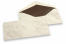 Marmoreret kuverter - 96 x 181 mm, marmoreret brun, foret inderside brun | Alle-konvolutter.dk
