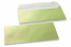 Limegrønne kuverter med perlemorseffekt - 110 x 220 mm | Alle-konvolutter.dk