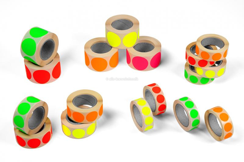 Runde farvede etiketter 