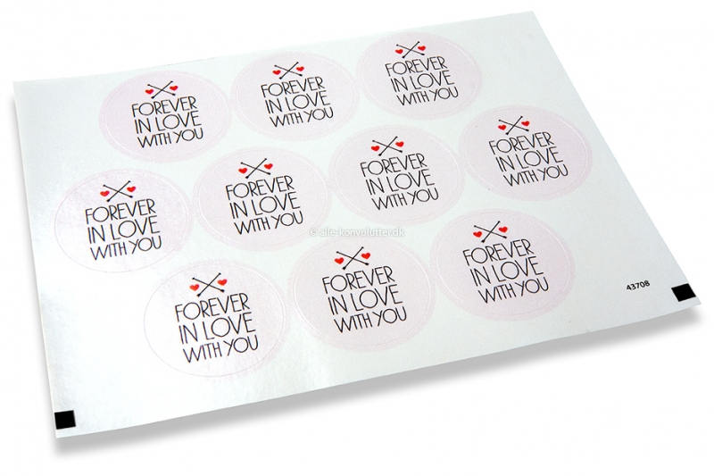 Klistermærker til kuverter ifm. kærlighed - Elsker dig forevigt