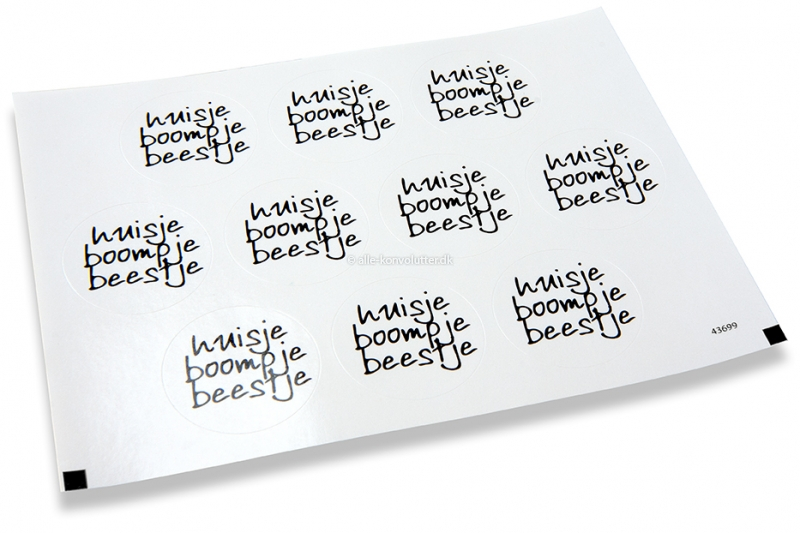 Klistermærker til kuverter ifm. fest - Huisje boompje beestje