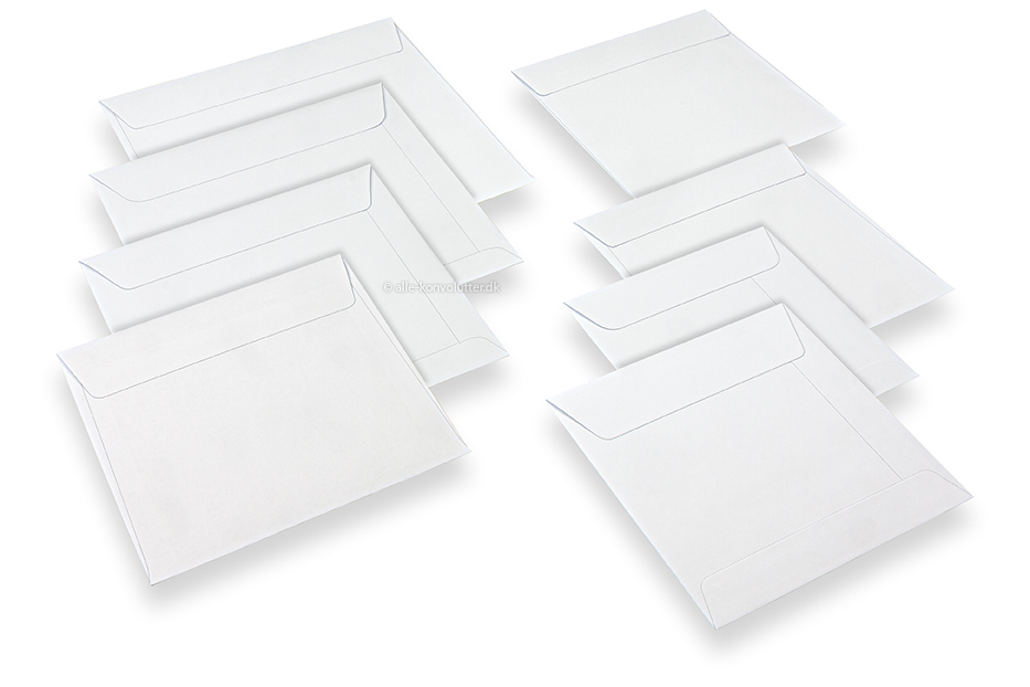 bestille kvadratiske hvide kuverter online? | Alle-konvolutter .dk