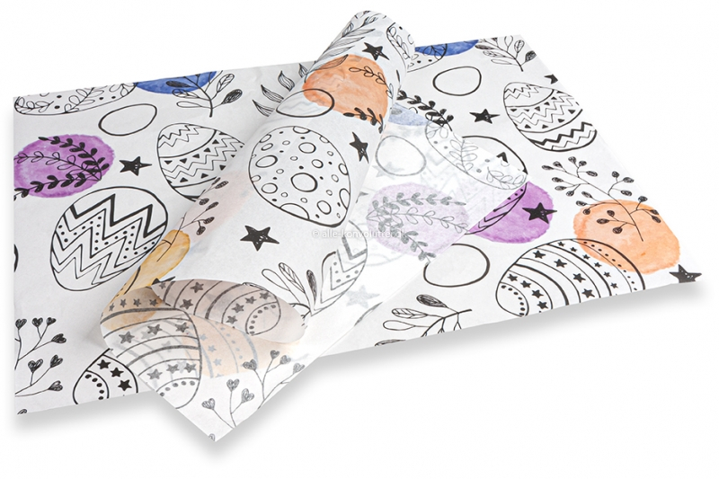 Silkepapir med påsketema - sort med farver