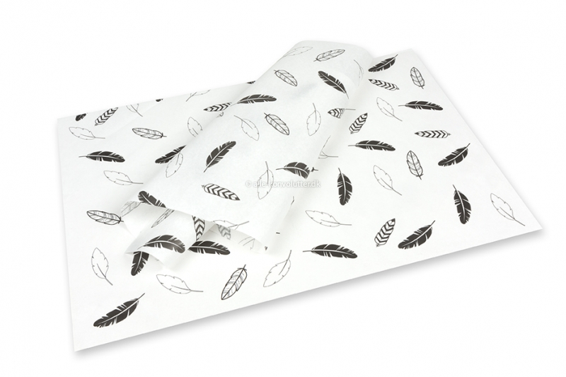 Silkepapir - fjer sort