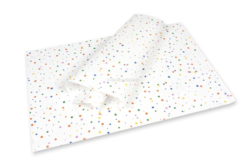 Silkepapir - prikker farvet