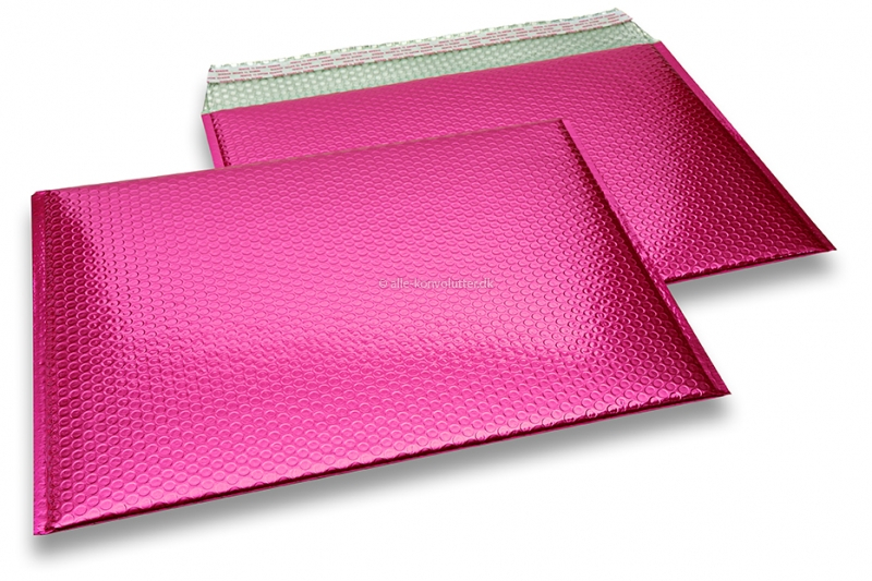 ECO boblekuvert af metallisk plast - pink 320 x 425 mm
