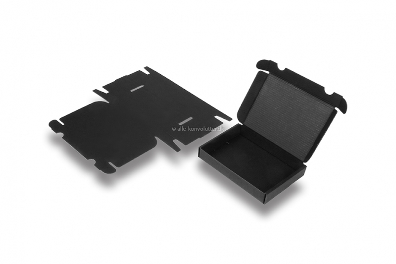Sorte postæsker - med sort interiør, 160 x 120 x 25 mm