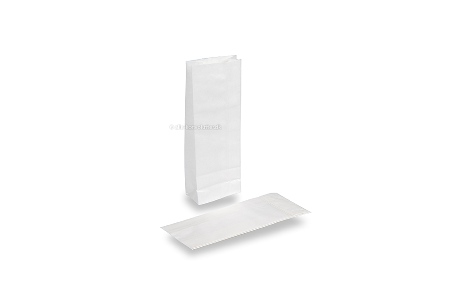 Papirsposer med blokbund hvid - 70 x 40 x 205 mm uden vindue, 100 ml