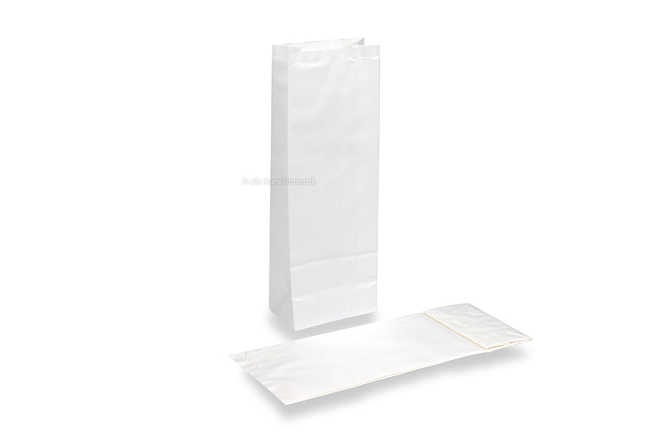 Papirsposer med blokbund hvid - 105 x 65 x 298 mm uden vindue, 500 ml