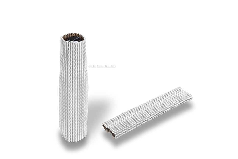 Flaskebeskytter i bølgepap klar hvid - 23 cm høj: til en diameter fra 3,5 cm til 5,5 cm