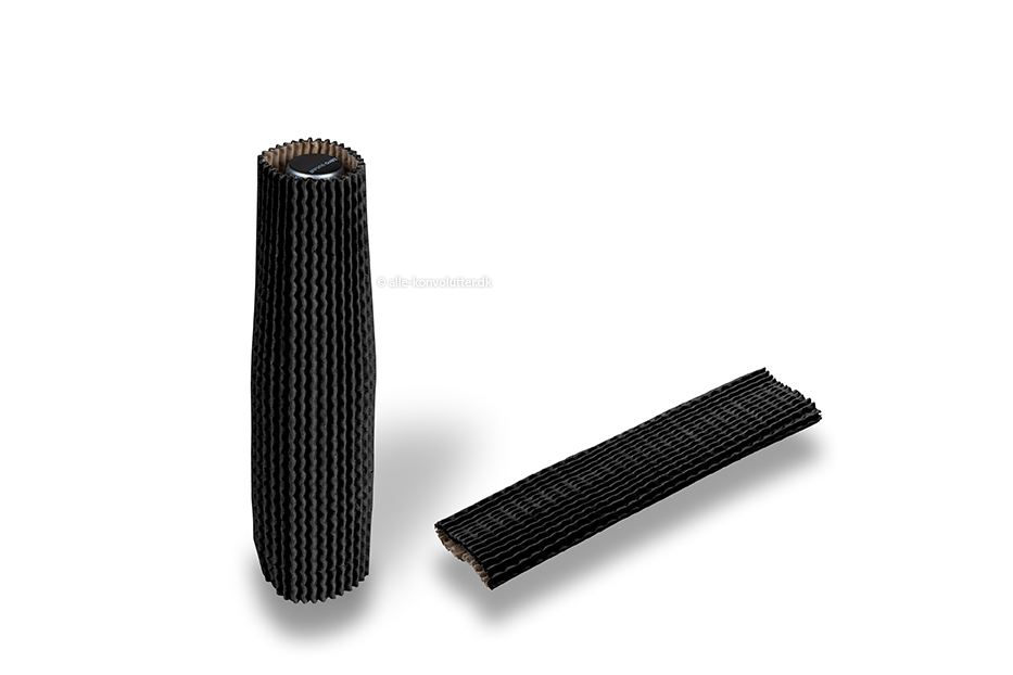 Flaskebeskytter i bølgepap sort - 23 cm høj: til en diameter fra 3,5 cm til 5,5 cm