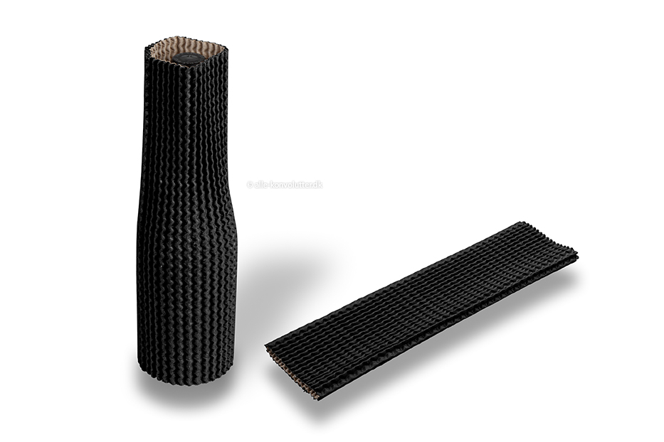 Flaskebeskytter i bølgepap sort - 30 cm høj: til en diameter fra 7 cm til 9 cm