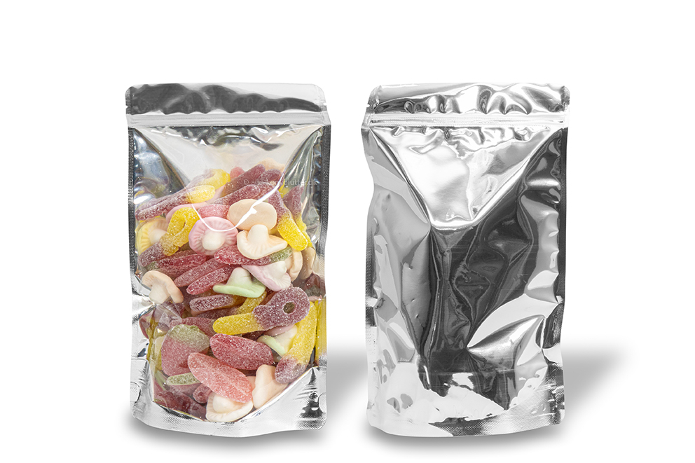 Ståposer transparent og metalliske - sølvmetallisk, 160 x 270 x 80 mm - 750 ml